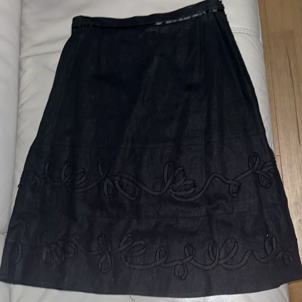 Emanuel Ungaro Linen Blend Embroidered Skirt Size 6 New No Tags - Picture 9 of 16